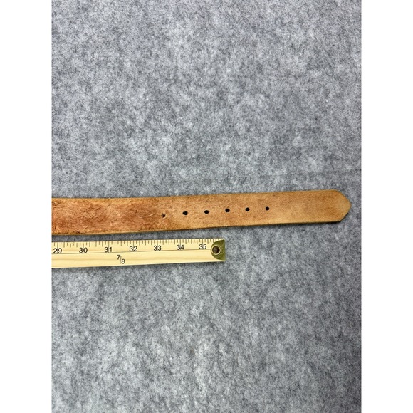 VTG Lucky Brand Belt Womens 32 Leather Floral BURUR 318‎ Boho Silver Tone Brass